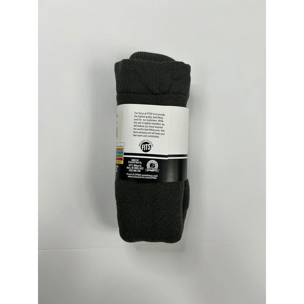 FITS Wool Blend Crew Socks Unisex Large Dark Gray 3-Pack